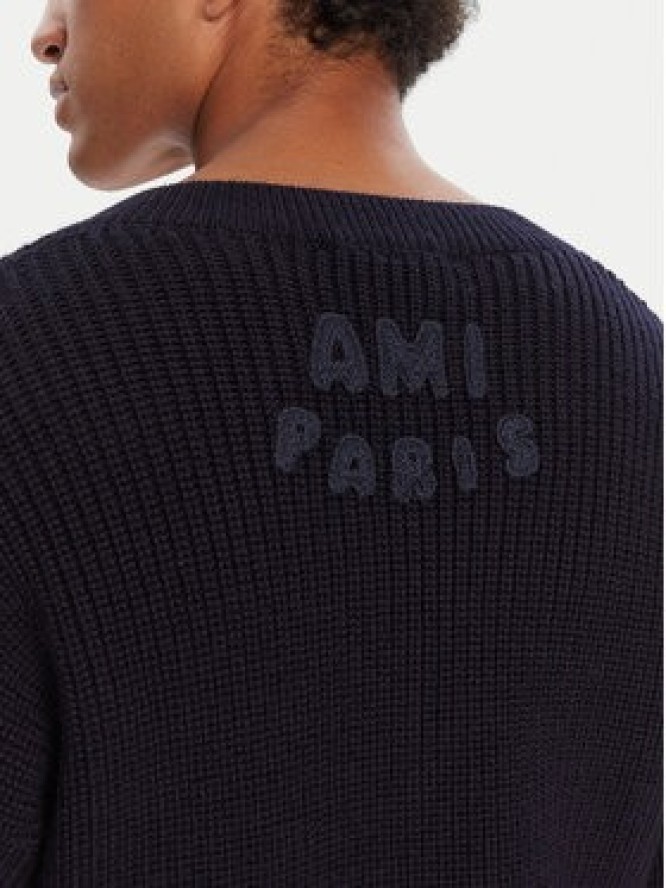 AMI Paris Sweter UKS268.KN0068 Granatowy Regular Fit