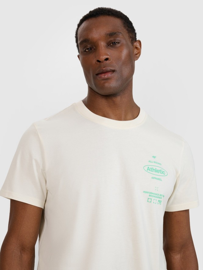 4F T-shirt regular z nadrukiem męski - biały XL