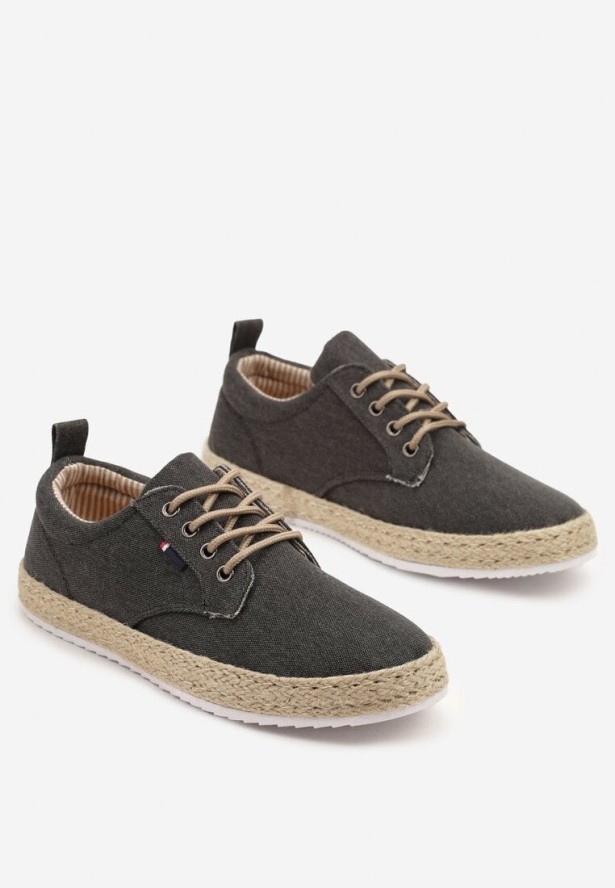 Czarne Półbuty Tenisówki Ozdobione Plecionką Sarivira