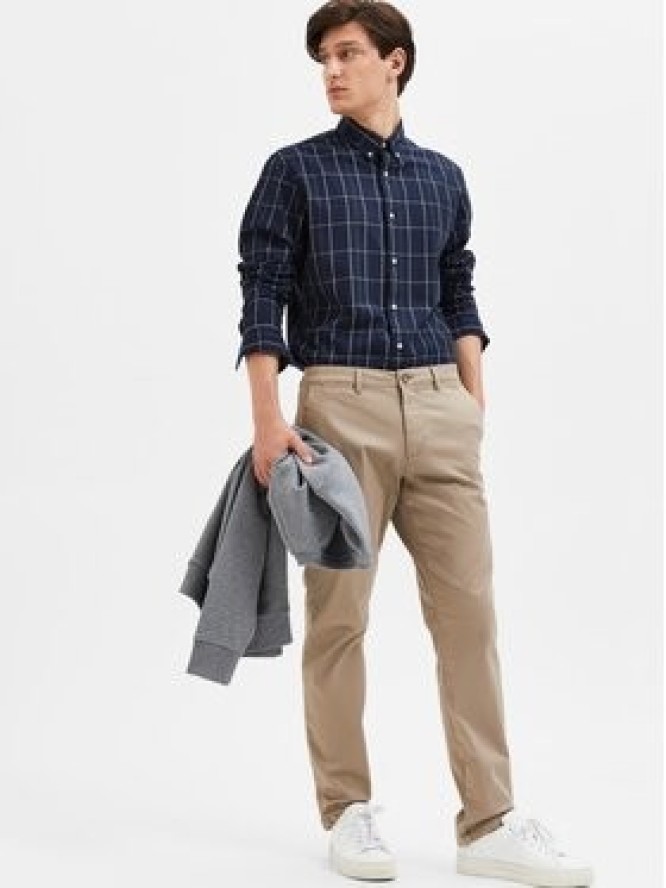 Selected Homme Chinosy New 16087663 Beżowy Slim Fit