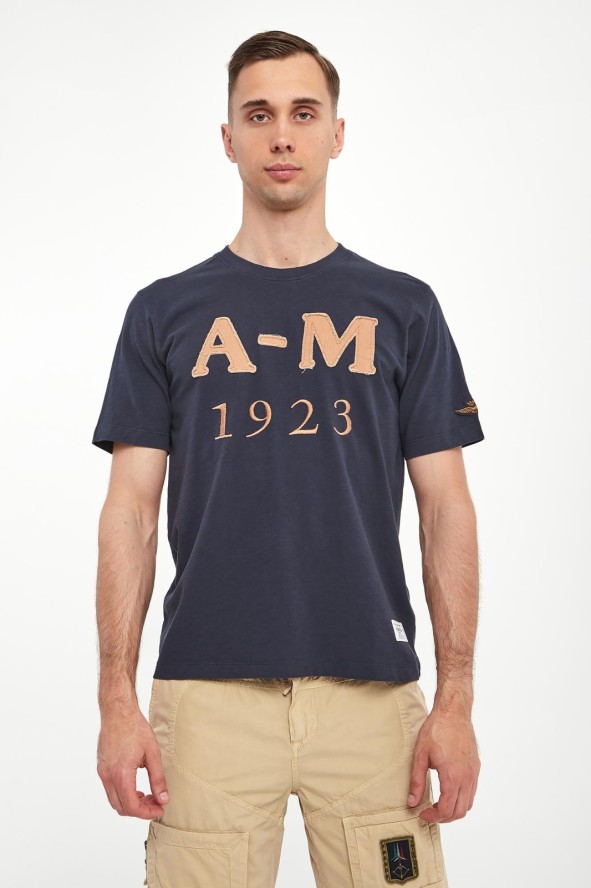 T-shirt męski z haftem AERONAUTICA MILITARE
