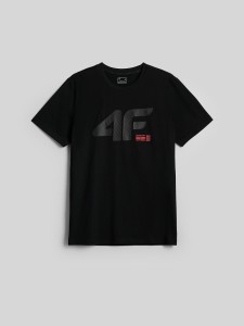 4F T-shirt regular z nadrukiem męski - czarny M