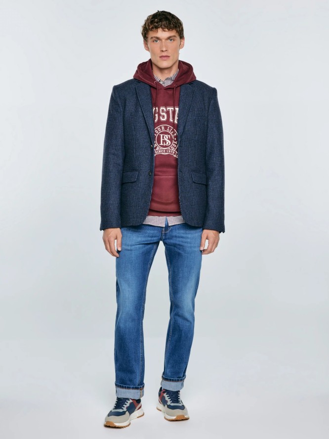 Marynarka męska z dodatkiem wełny granatowa Ares 403