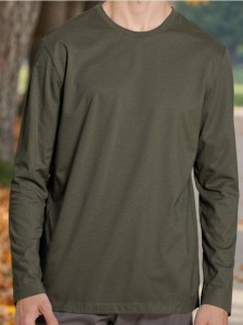 Bawełniana koszulka z długimi rękawami - khaki