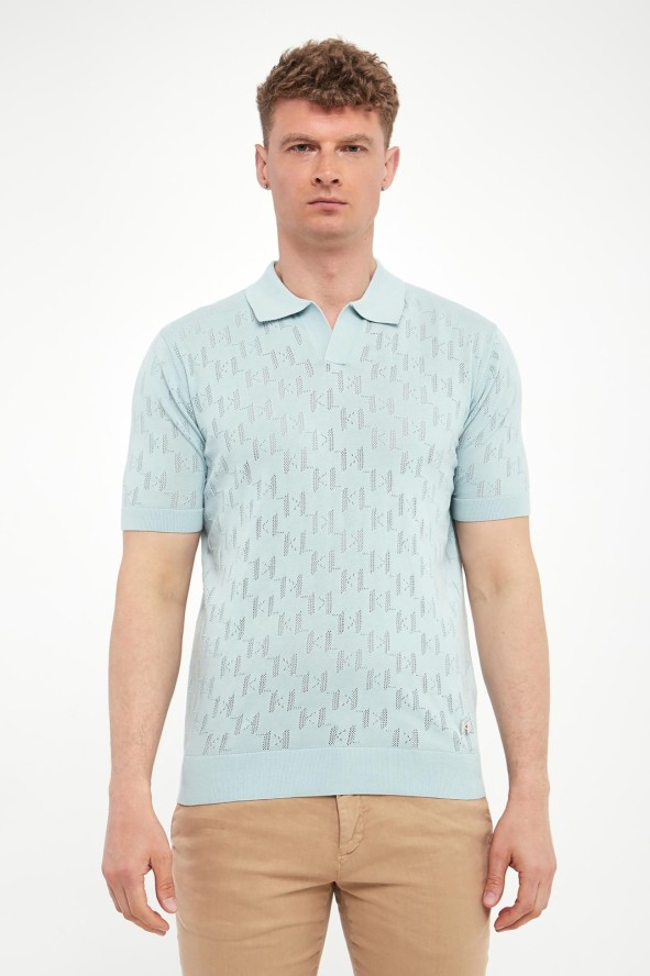 Polo męskie z ażurowym logo KARL LAGERFELD