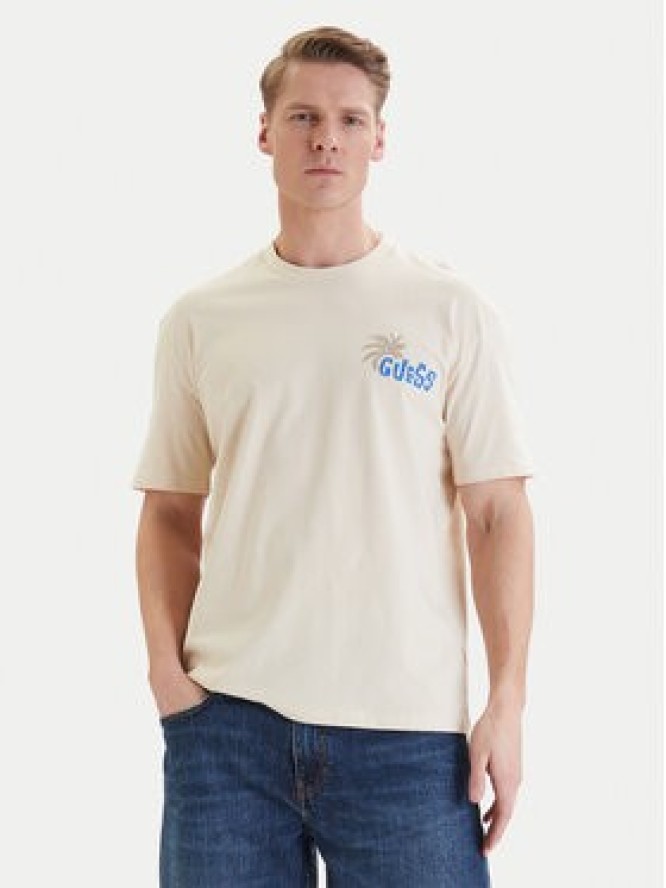 Guess T-Shirt F6GI07 K8FQ4 Beżowy Regular Fit