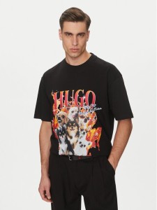 HUGO T-Shirt Dugie 50538259 Czarny Oversize