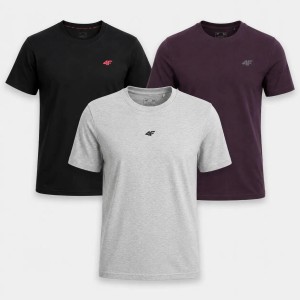 ZESTAW T-SHIRT MĘSKI 4F KOMPLET KOSZULEK 3PAK