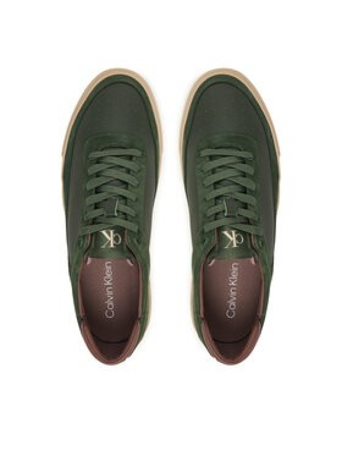 Calvin Klein Sneakersy Basket Cupsole Laceup Lth-Nu YM0YM01354 Zielony