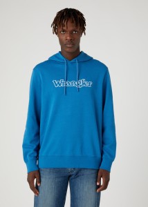 WRANGLER GRAPHIC HOODIE MĘSKA BLUZA Z KAPTUREM LOGO DEEP WATER W674I469F 112331888