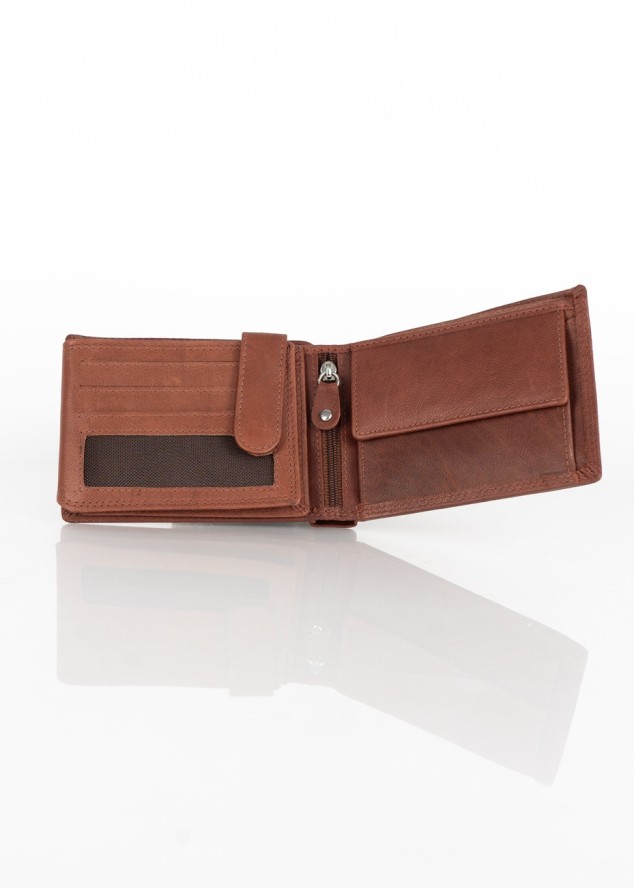ZESTAW PREZENTOWY MUSTANG - SKÓRZANY PORTFEL I PASEK MĘSKI BROWN