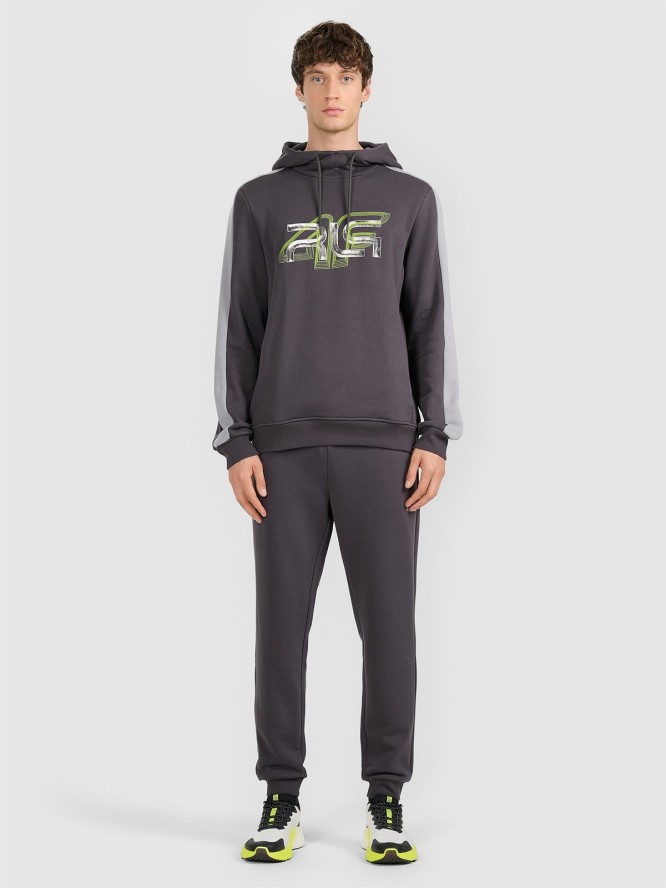 4F Bluza dresowa nierozpinana z kapturem męska 4F x Robert Lewandowski - szary XL