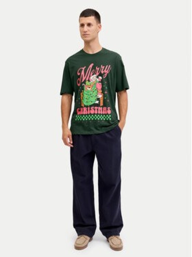Jack & Jones T-Shirt Holiday Cartoon 12287550 Zielony Relaxed Fit