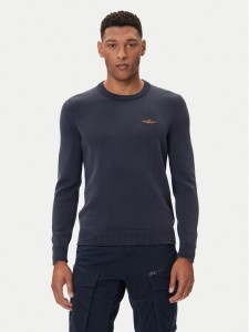 Aeronautica Militare Sweter 252MA1610UL00556 Granatowy Regular Fit