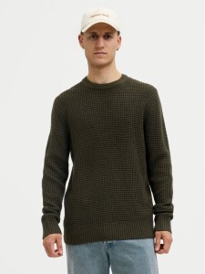 Jack & Jones Sweter Global 12287594 Zielony Regular Fit