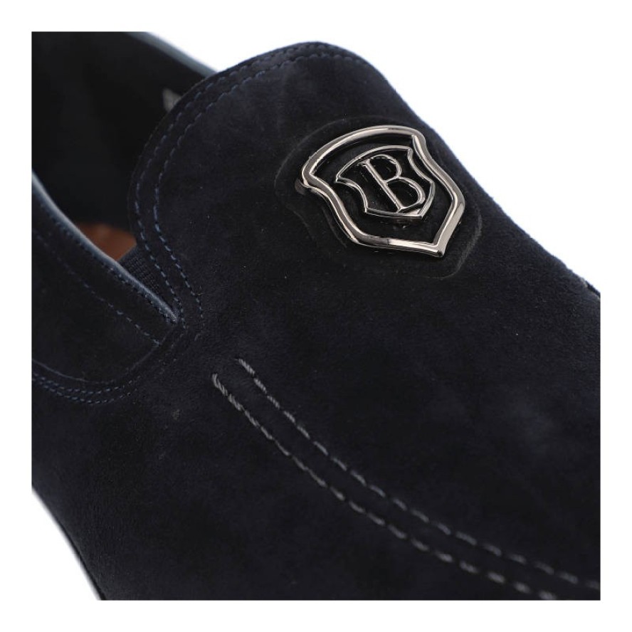 Granatowe Mokasyny John Doubare Męskie Modne Półbuty