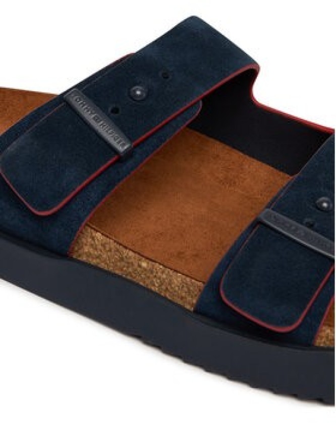 Tommy Hilfiger Klapki Cork Adjustable Suede Sandal FM0FM05869 Granatowy