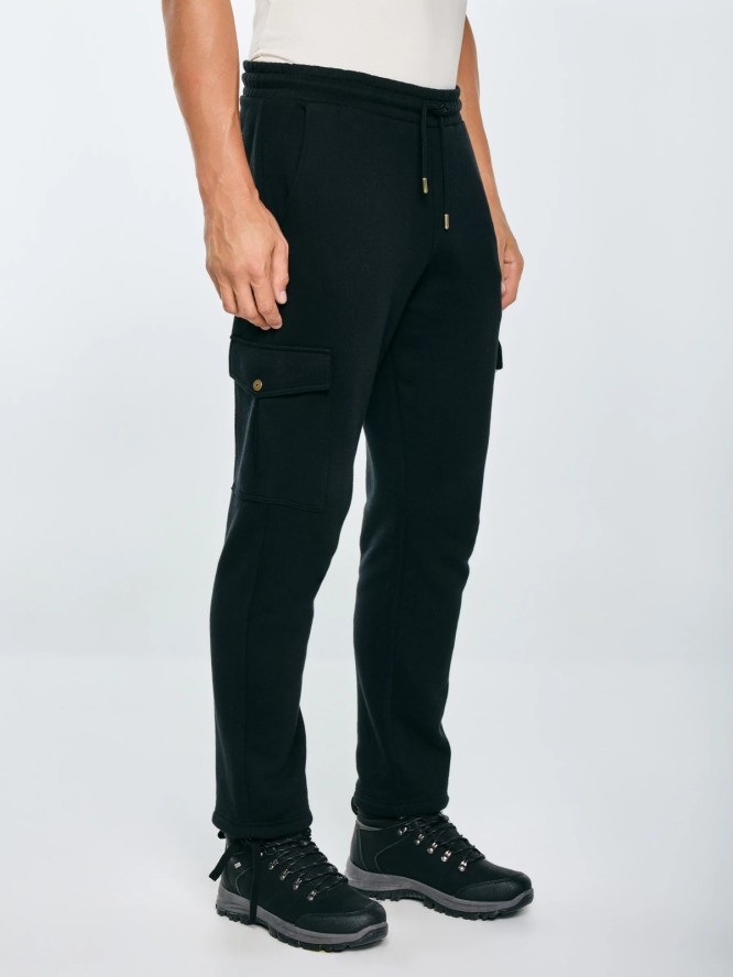 Spodnie męskie dresowe z kieszeniami cargo czarne Jagmurp 906