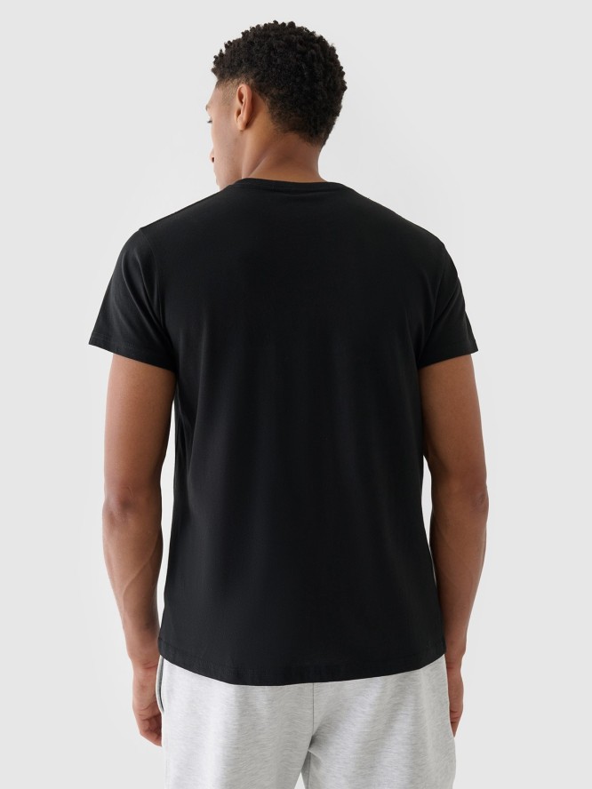 4F T-shirt regular z nadrukiem męski - czarny M