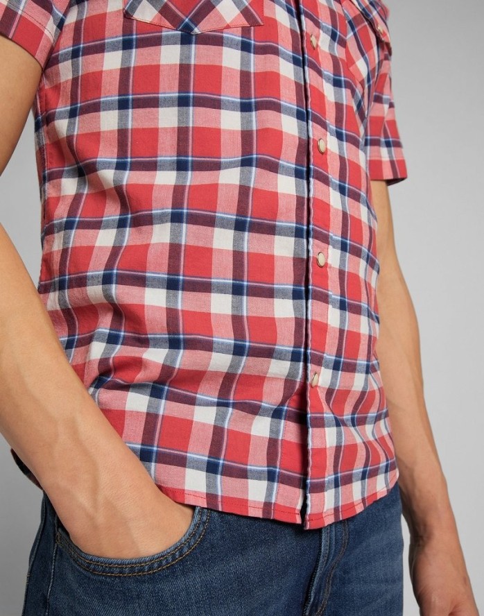 MĘSKA KOSZULA MATERIAŁOWA LEE SS WESTERN AURORA RED L640KKNV 112115282