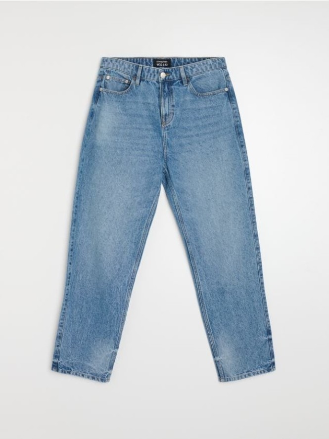 Jeansy loose fit z elektem sprania - niebieski