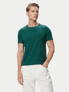 Tommy Jeans T-Shirt DM0DM04411 Zielony ciemny Slim Fit