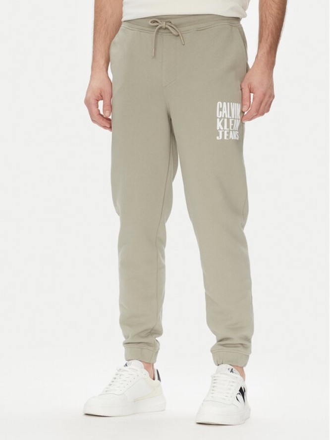 Calvin Klein Jeans Spodnie dresowe Painted J30J327535 Zielony Regular Fit