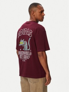 adidas T-Shirt Snowball Graphic LG5065 Bordowy Oversize