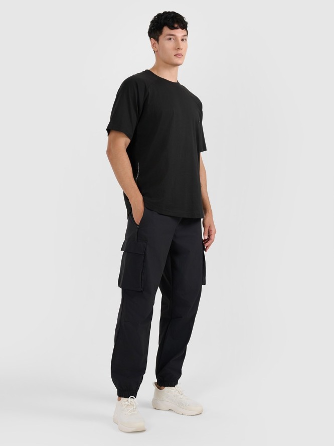 4F T-shirt oversize gładki męski - czarny XL