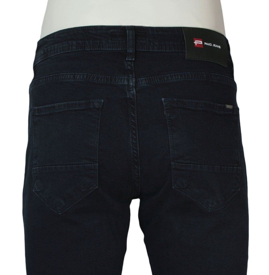 Spodnie Męskie, Bardzo Ciemne Granatowe JEANSY, Regular Fit, Zwężana Nogawka -PAKO JEANS