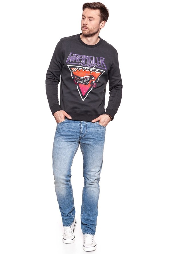 BLUZA WRANGLER MĘSKA CREW SWEAT FADED BLACK W6559IHV6 112130571