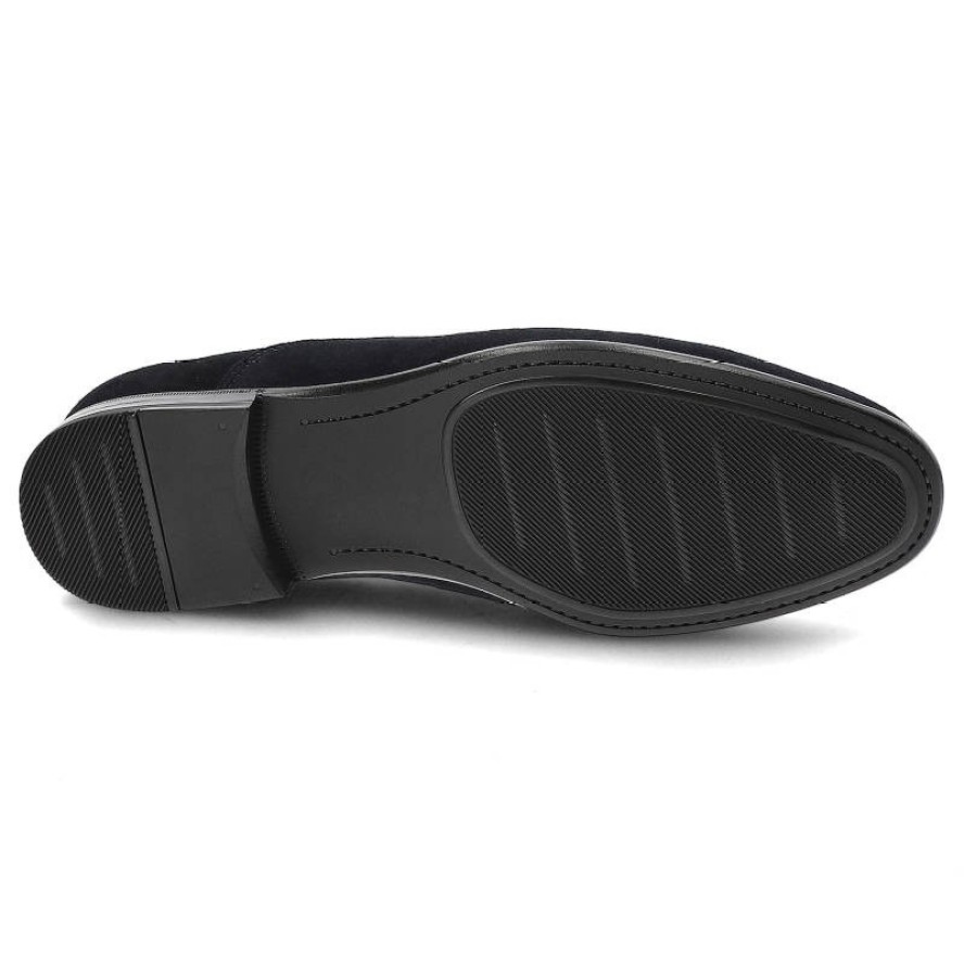 Granatowe Mokasyny John Doubare Męskie Modne Półbuty