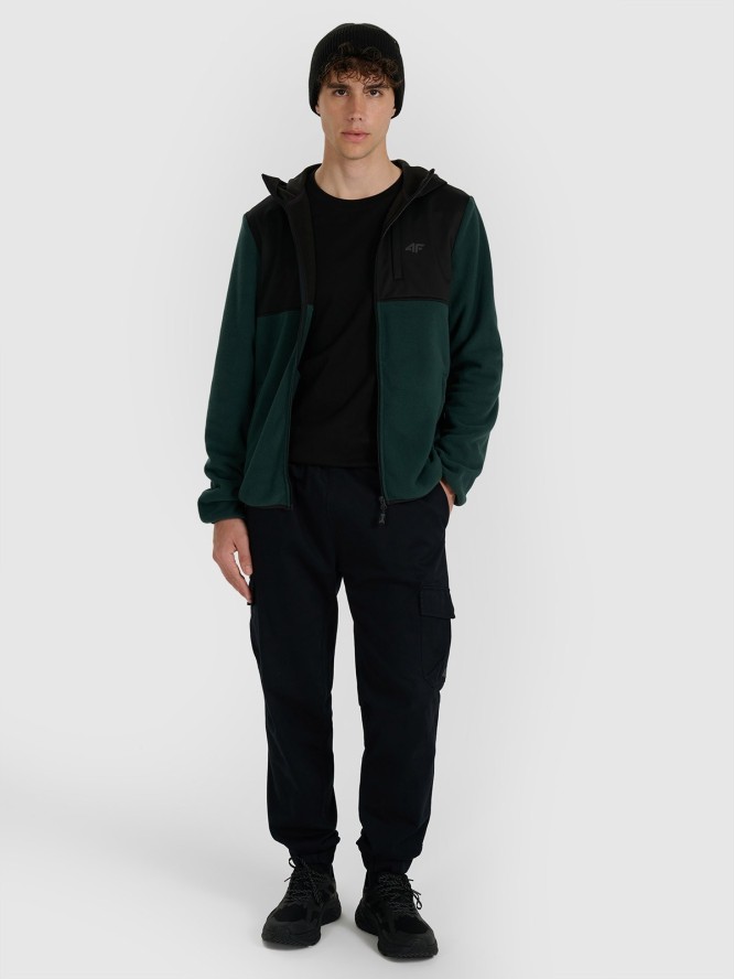 4F Polar z kapturem regular męski - zielony XXL