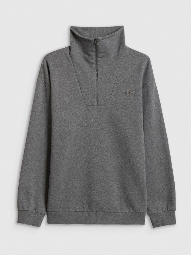4F Bluza dresowa regular bez kaptura męska - szara XXL