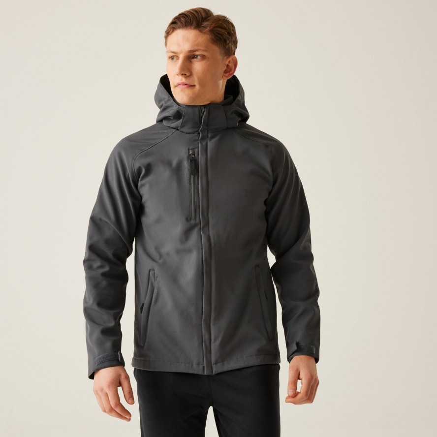 Męska kurtka z kapturem z podszewką softshell z odstraszaczem