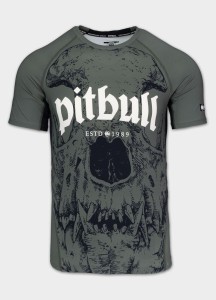 Męski Rashguard krótki PITBULL koszulka treningowa z nadrukiem SKULL LOGO