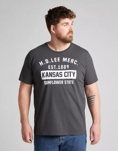 MĘSKI T-SHIRT LEE SS KANSAS CITY TEE WASHED BLACK L60TFEON 112113541