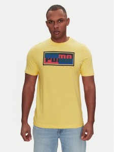 Puma T-Shirt Graphics Box 684827 Żółty Regular Fit