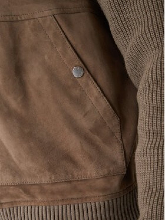 BOSS Kurtka skórzana H-Maparo 50547673 Beżowy Regular Fit