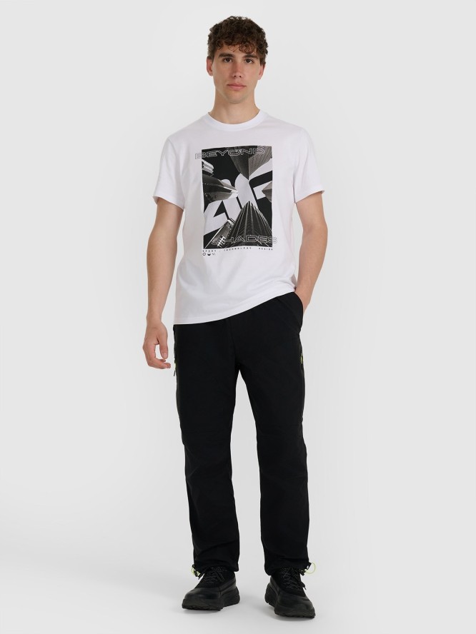 4F T-shirt regular z nadrukiem męski - biały S