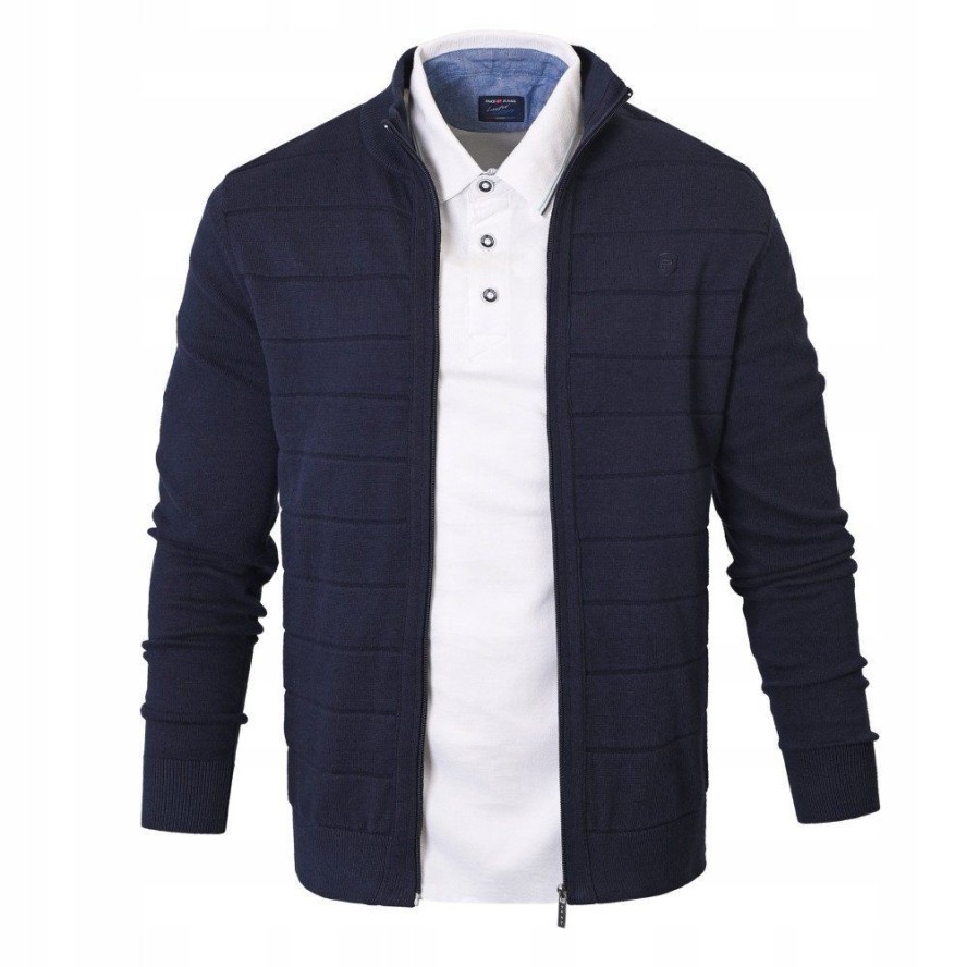 Rozpinany Sweter Męski (Kardigan) - Pako Jeans - Granatowy