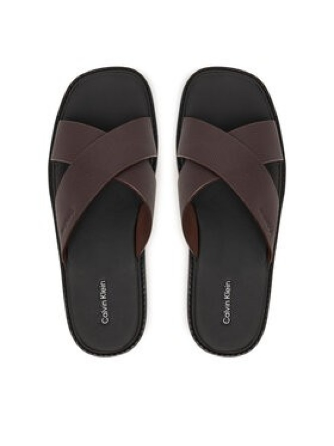 Calvin Klein Klapki Sq Molded Sandal Xcross Lth HM0HM02235 Brązowy