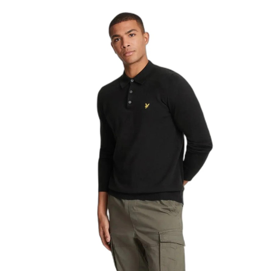Wełniana koszulka polo z długim rękawem Lyle & Scott