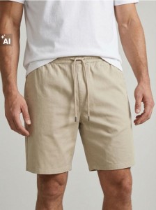 Bawełniane szorty jogger - beżowy