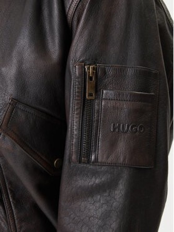 HUGO Kurtka skórzana Laviat 50541865 Brązowy Regular Fit