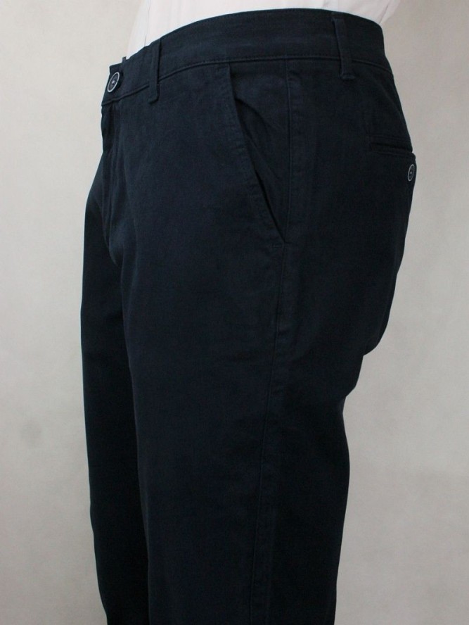 Męskie Spodnie Bawełniane, Chinosy, Zwężane, Ciemnogranatowe