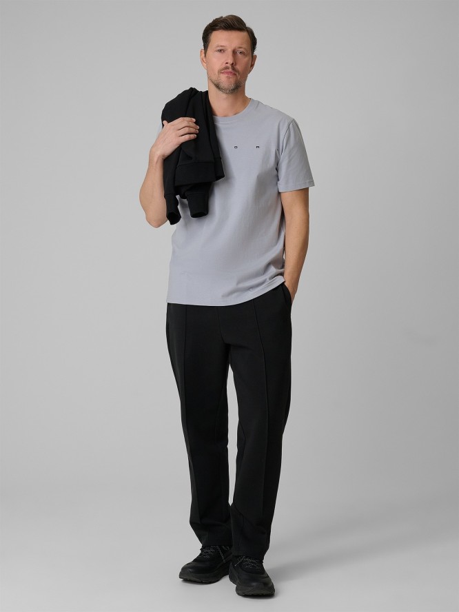 4F T-shirt regular z nadrukiem męski - szary 3XL