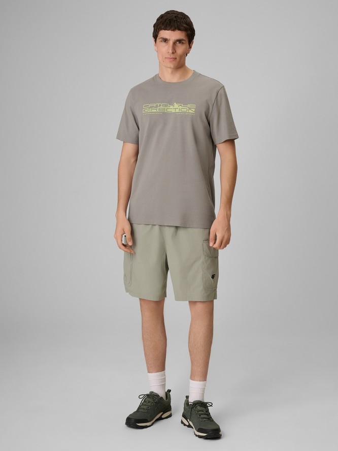 4F T-shirt regular z nadrukiem męski - szary S