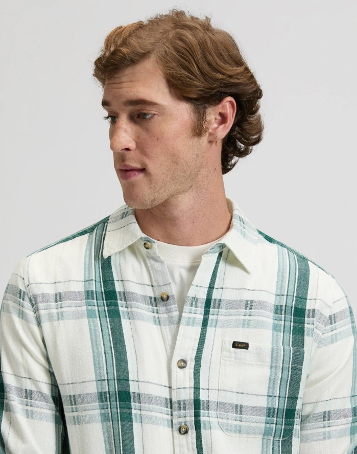 MESKA KOSZULA LEE LEESURE SHIRT ALGAE PLAID 112377248