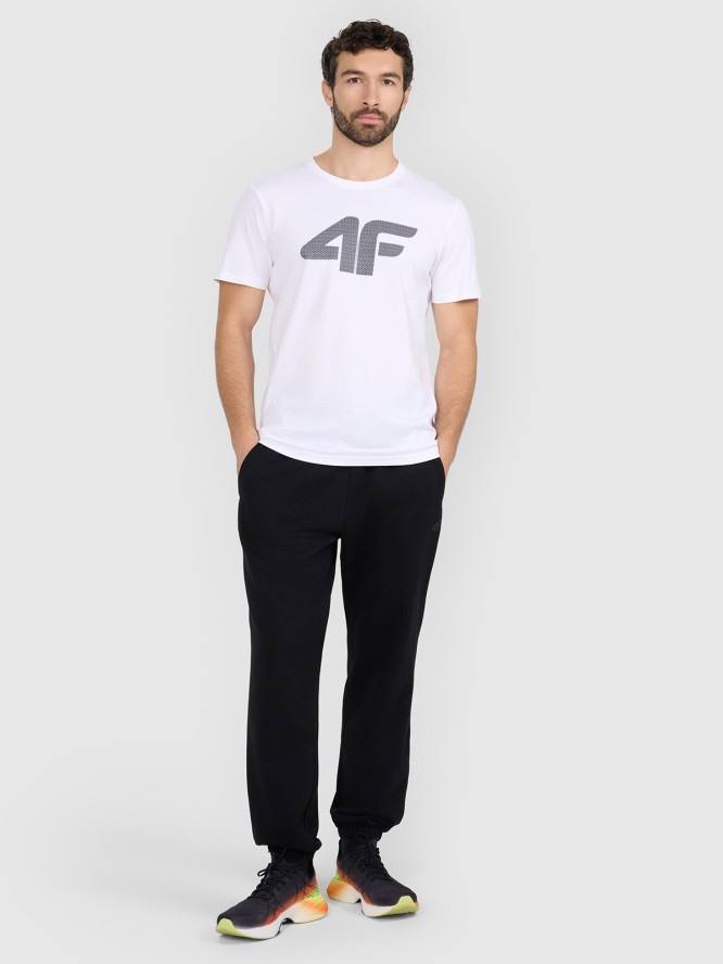 4F T-shirt regular z nadrukiem męski - biały L